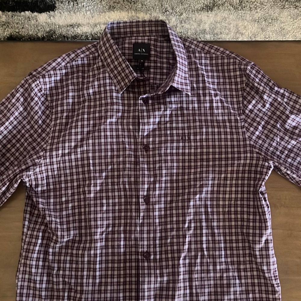 Armani Exchange men’s button up. Size M. Red (maroon) and white